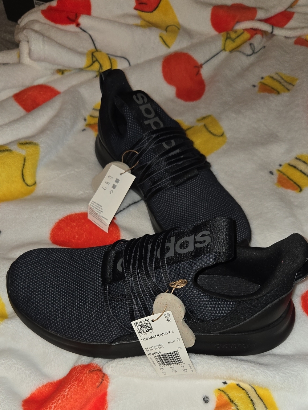 adidas Men's Black Slip-On Knit Sneakers lite racer adapt